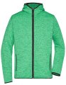 Fleece Vest James & Nicholson Hooded JN589 green melange-zwart